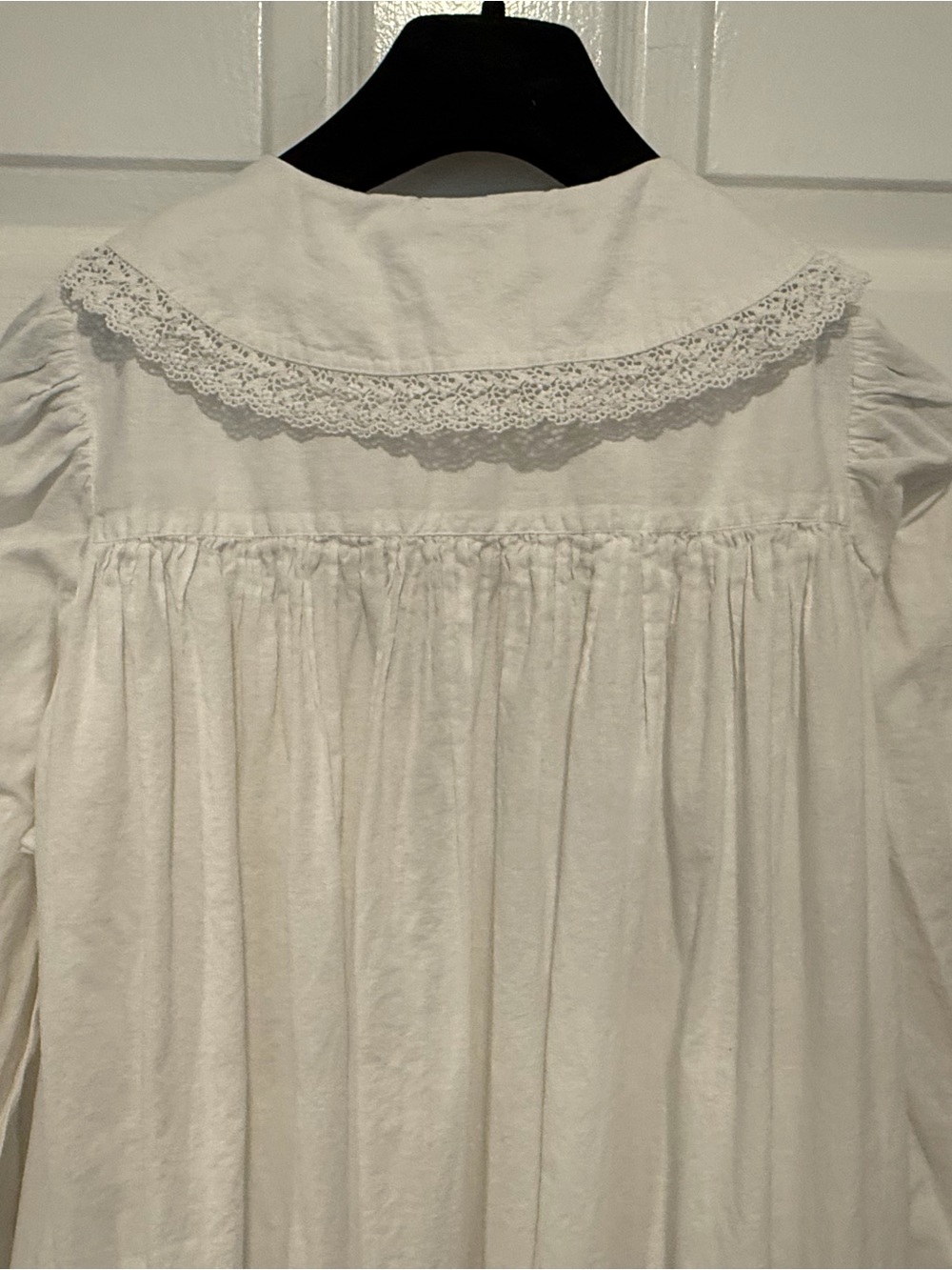 Vintage Eileen West Queen Anne’s Lace White Cotton Nightshirt Nightgown Pearl - Picture 12 of 12
